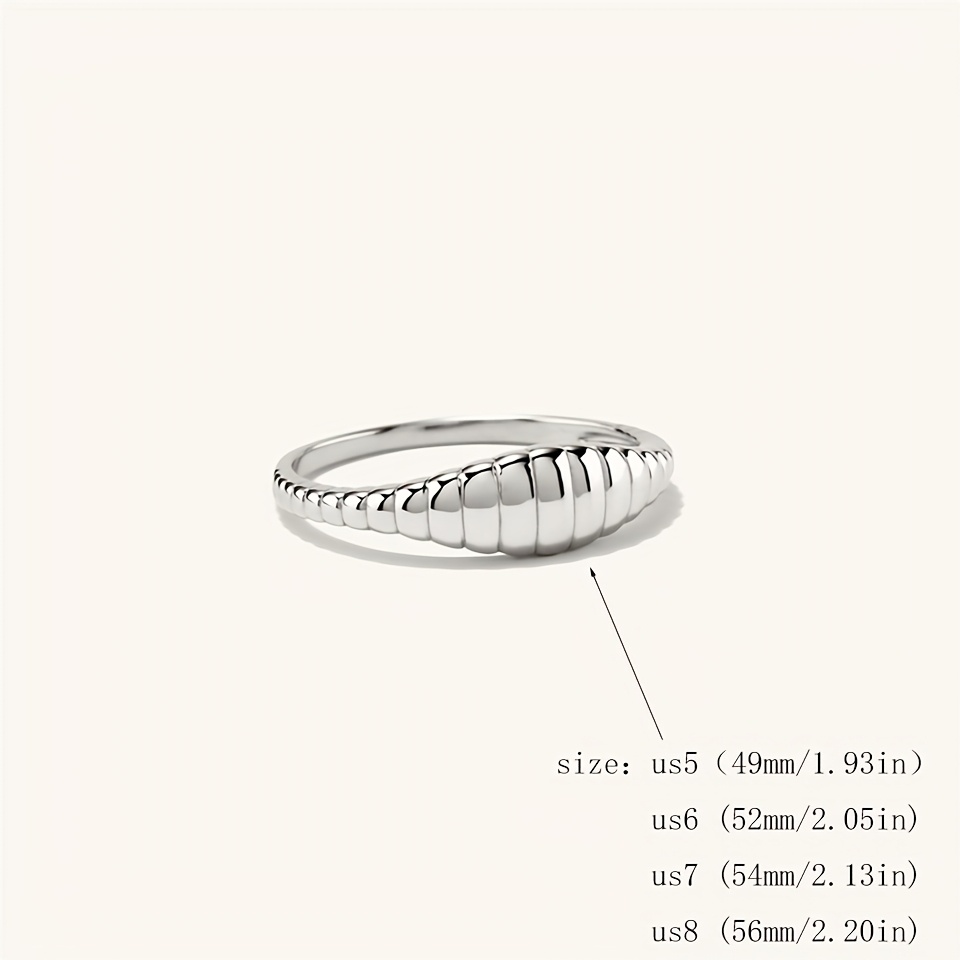 Women's Stainless Steel Ring Bohemian Wave Pattern Durable Jewelry