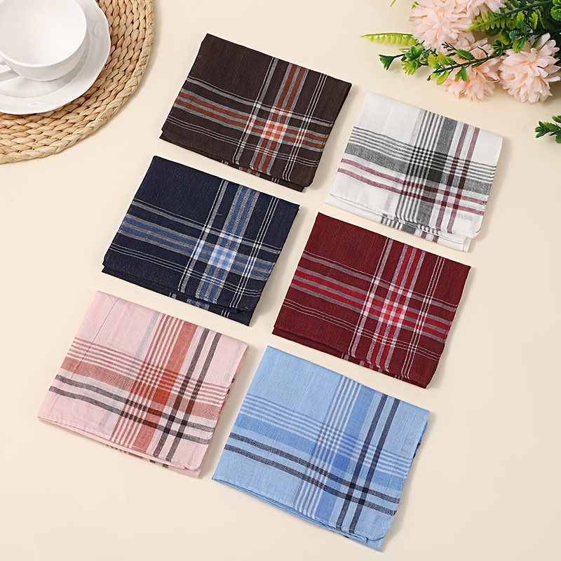 Retro Plaid Handkerchiefs - Set of 12pcs