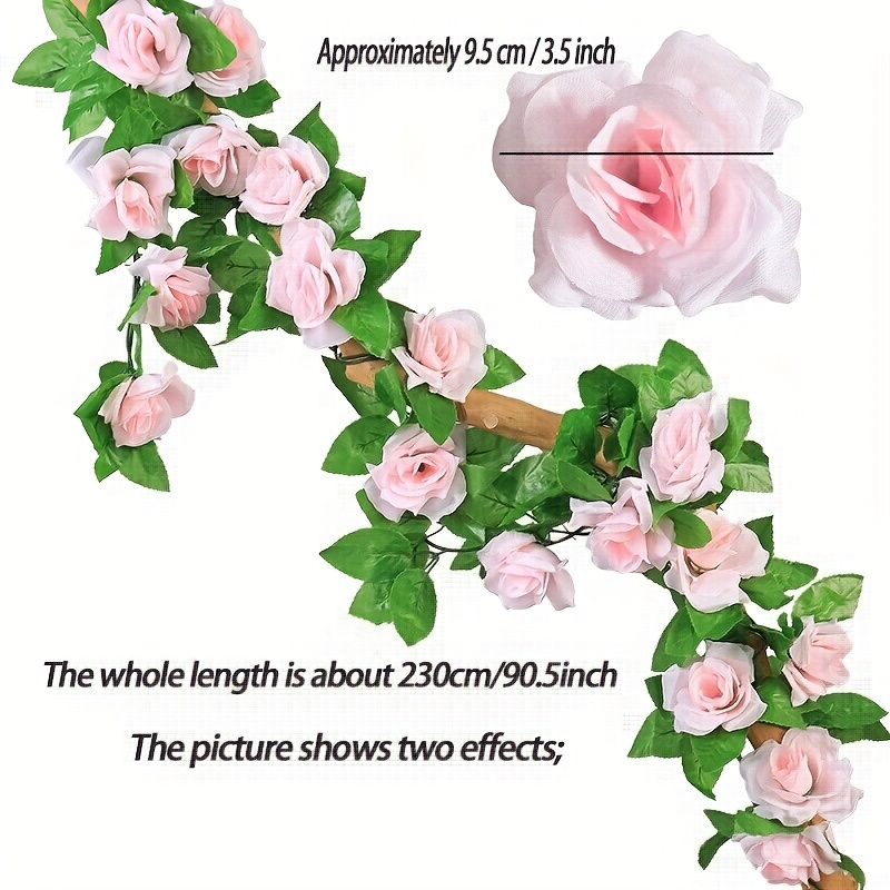 Image of 1pc 1pcs/2m Realistic Fake Rose Garland With Arched Arch - Plastic Roses Suitable For Weddings, For Home Garden Decor, Wedding Arch Decorations