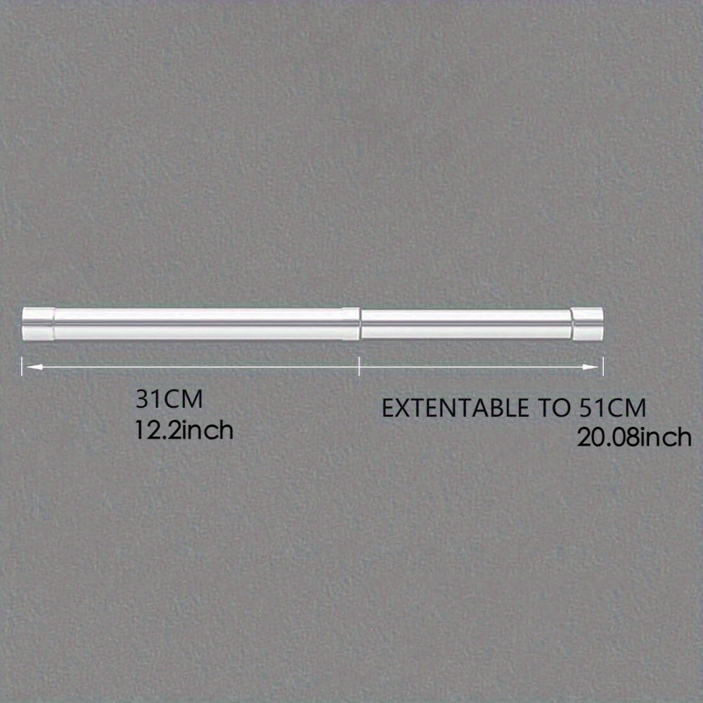 Image of 1pc Useful Extendable Stainless Steel Wardrobe Clothes Rod Adjustable Closet Rail Pole Curtain Telescopic Hanging Rod