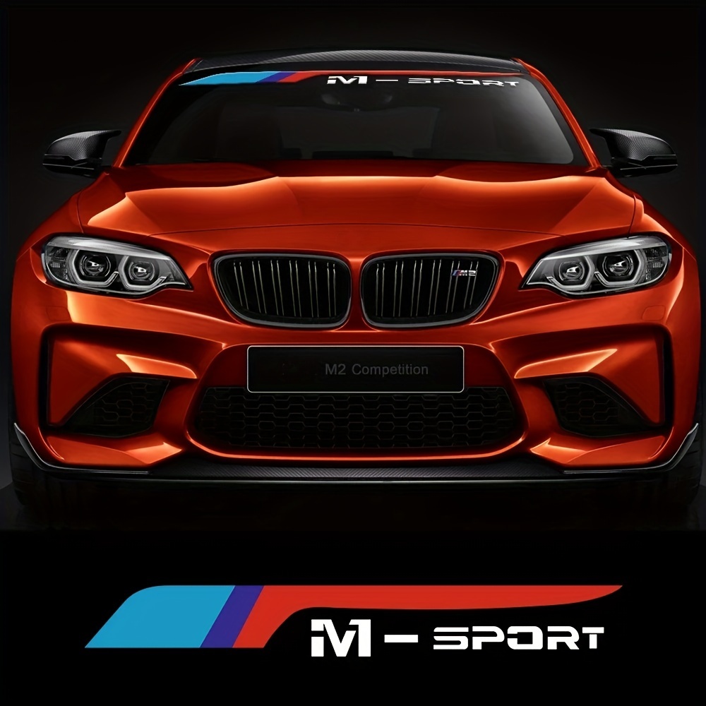 

M Sport Front Windshield Decal Sticker For E36 E39 E46 E70 E92 F10 F20 F30 X1 X3 X5 X6 - Single Use Vinyl Car Accessory With Glossy Finish, Self-adhesive Irregular Striped Sports Theme Embellishment