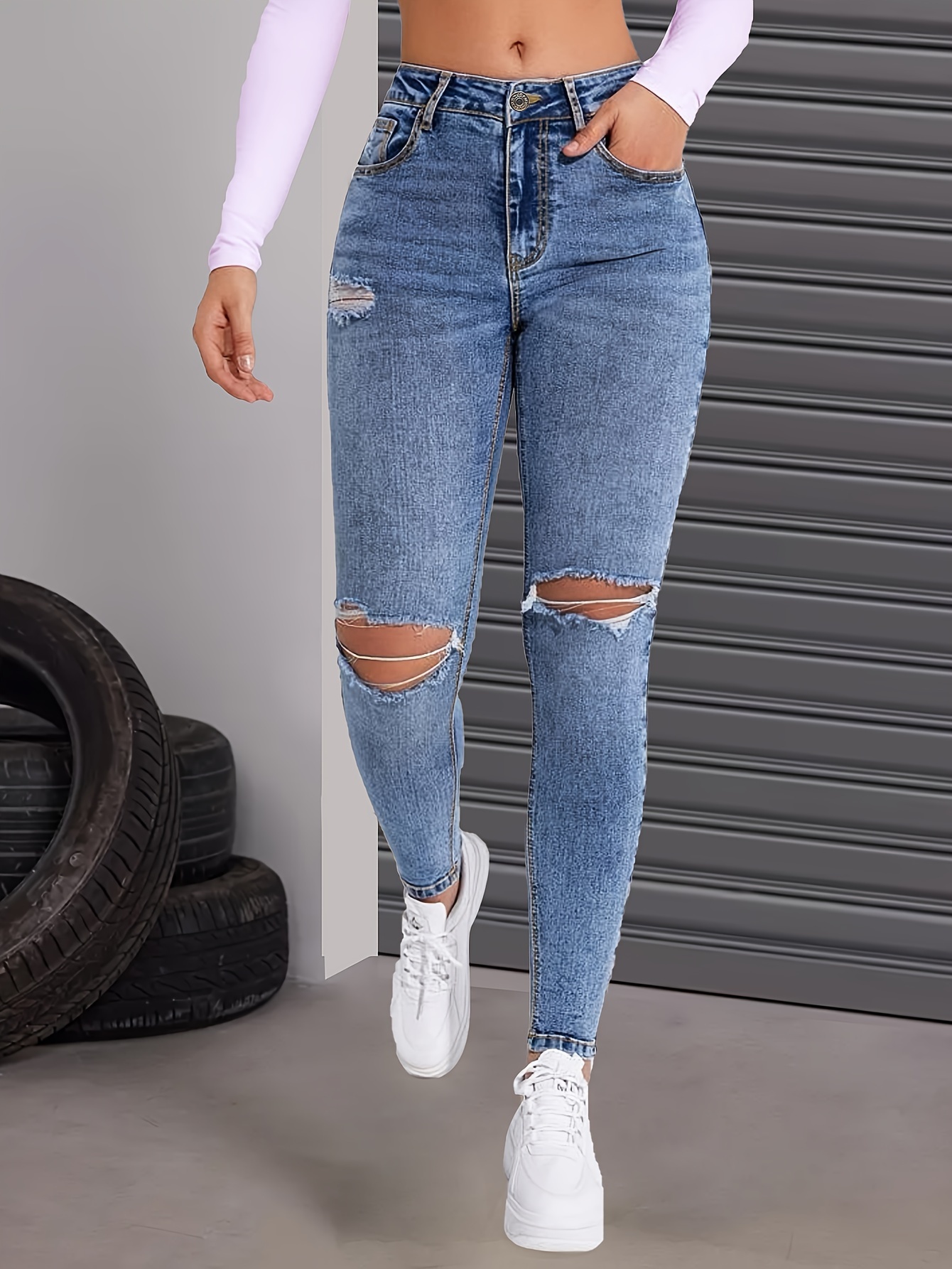 Women's High Waisted Booty Lifting Jeans Skinny Fit Casual Regular Denim  Pants Solid Fashion Jeans Pants with Pockets : : Everything Else