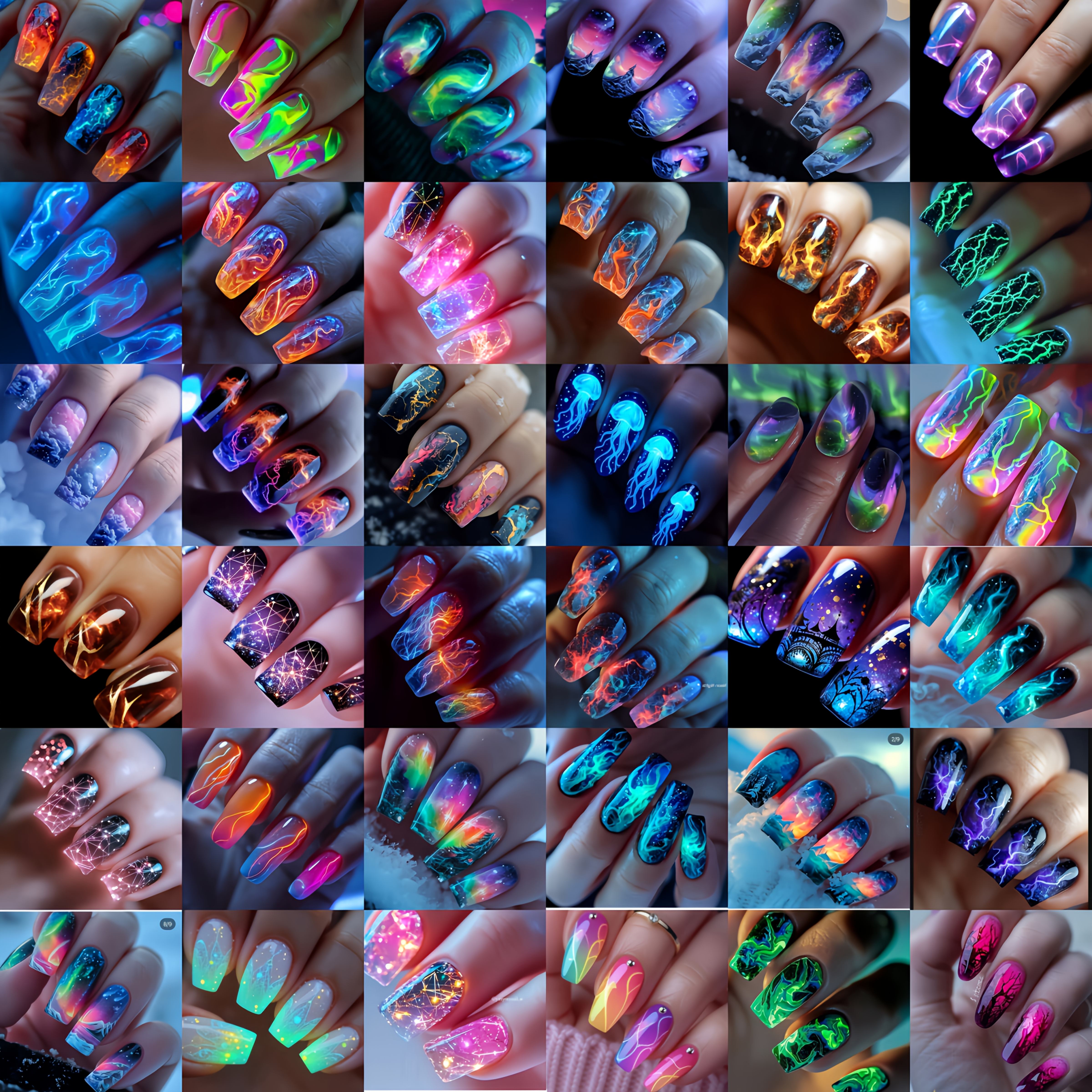 E-shop 96 Stück Zufällig Versandte Gestreifte Flammen-Gradient Blitz Wolken Design Nagelkunst, Abnehmbare Aufdrück-Nägel, Gemischte Stil Nägel, Damen