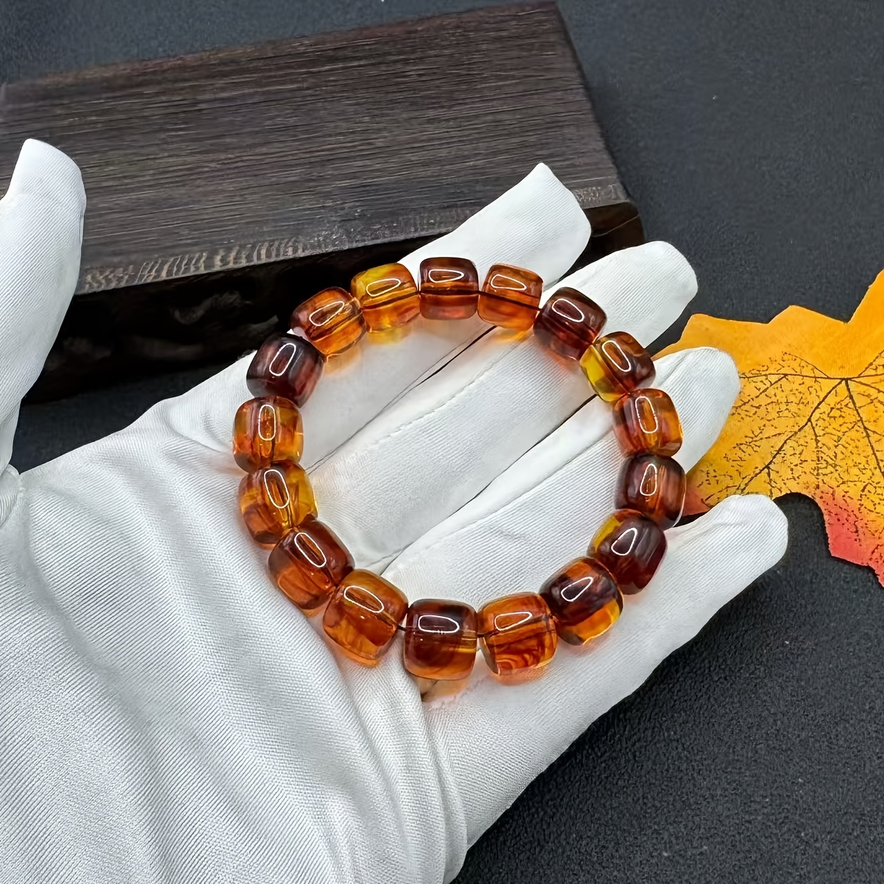 TEMU Bracciale in ambra naturale polacca purificante 'acqua con vene di sangue, perline stile antico, bracciale in cera di miele, perline a barilotto