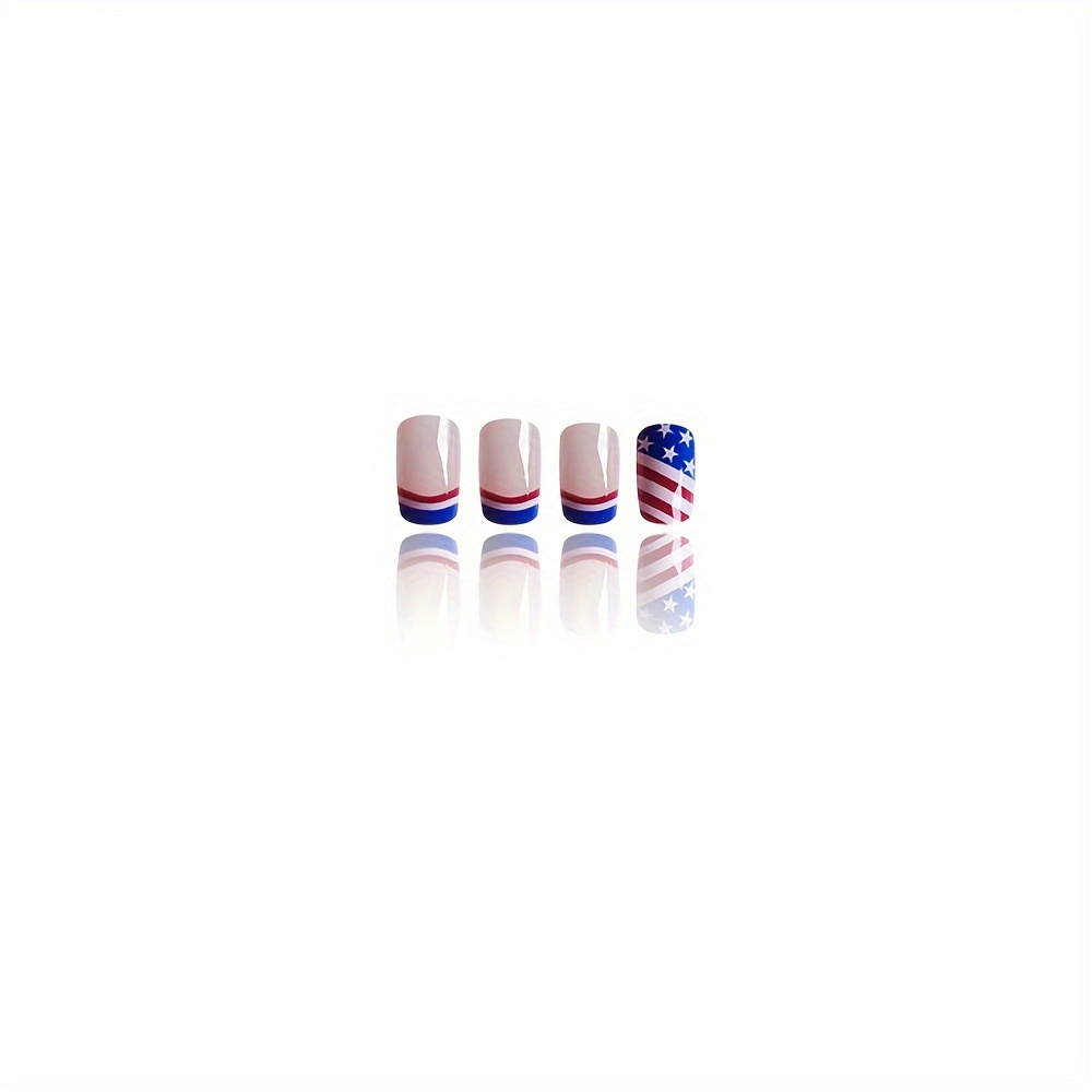 Patriotic American Flag Press Nails Mixed Color Tricolor - Temu