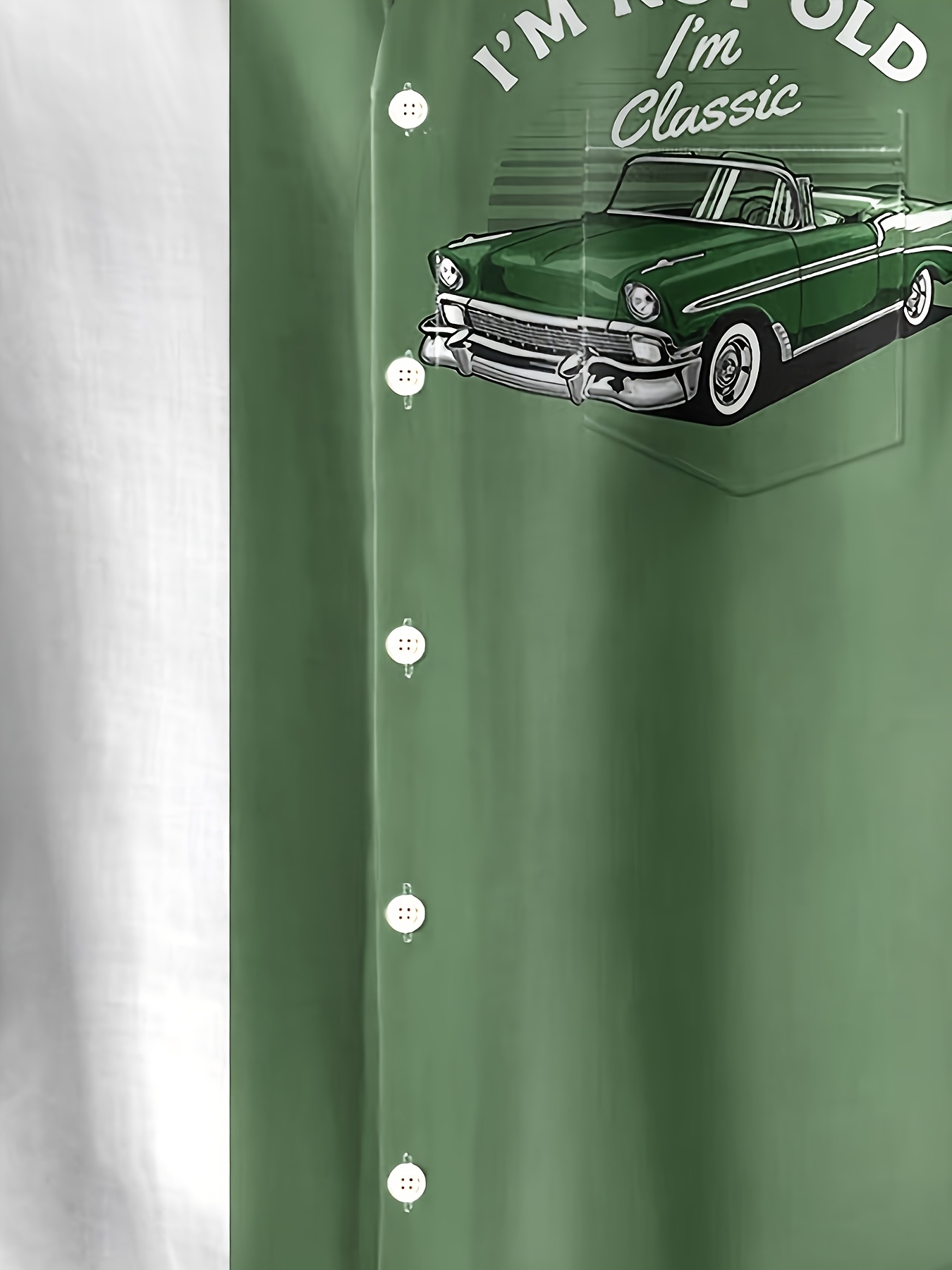 Men'S Plus Size Vintage Car Graphic Button-Up Shirt - Blue & White Checkered, Short Sleeve, Casual Summer Shirt with Front Pocket, Casual Summer Wear|Vintage Car Print|Short Sleeve Shirt