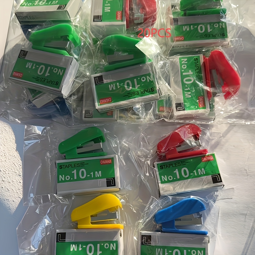 TEMU 20pcs Portable Cartoon Mini Stapler Set With Nails, Trendy Mini Stapler, Portable Stapler Stapler, Small Stapler Set, Effortless Stapler,