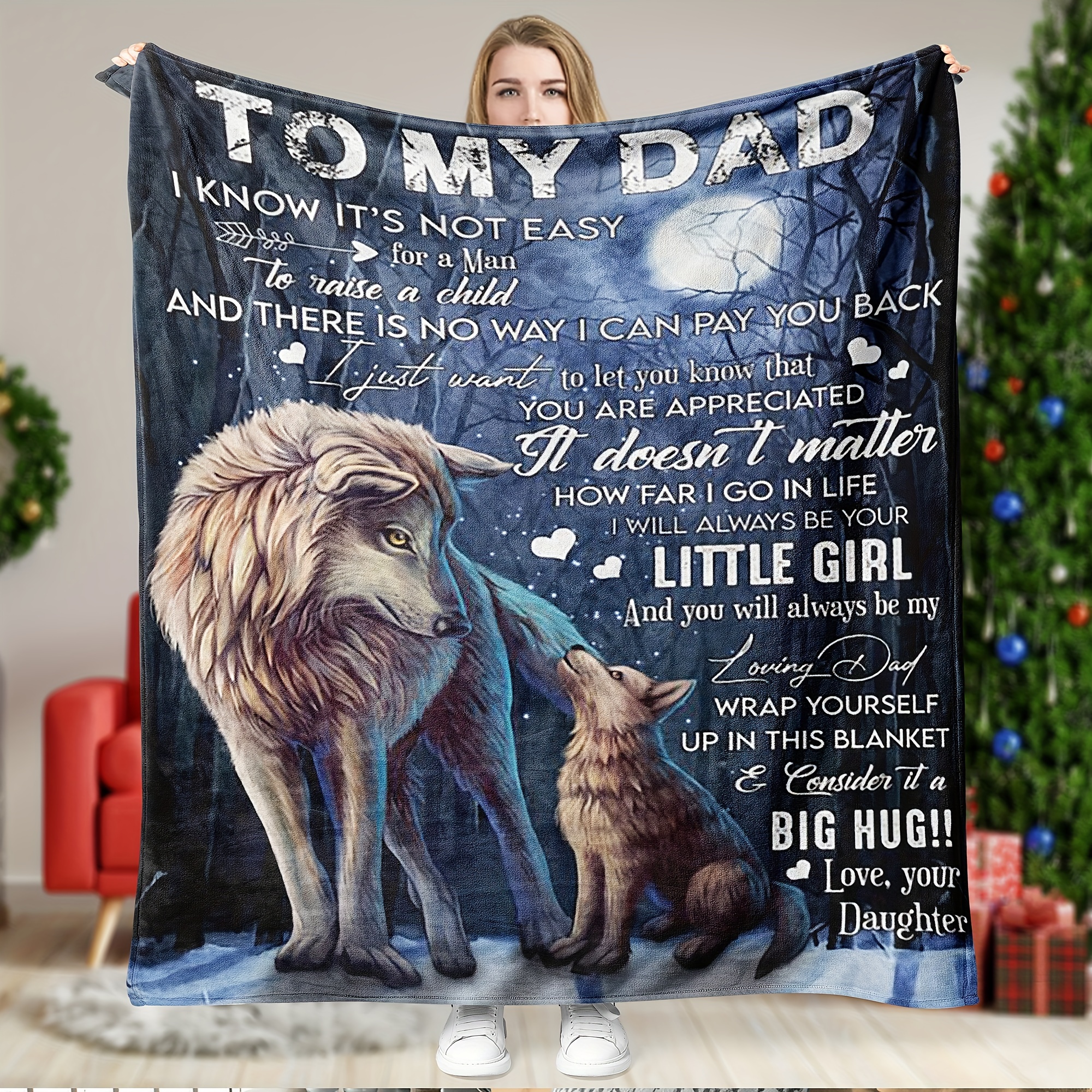 

To Blanket, Birthday Gifts For Dad From Daughter, Father Gift Idea For Father's Day, Valentine's, Christmas, Husband Men, Soft And Comfortable Blanket