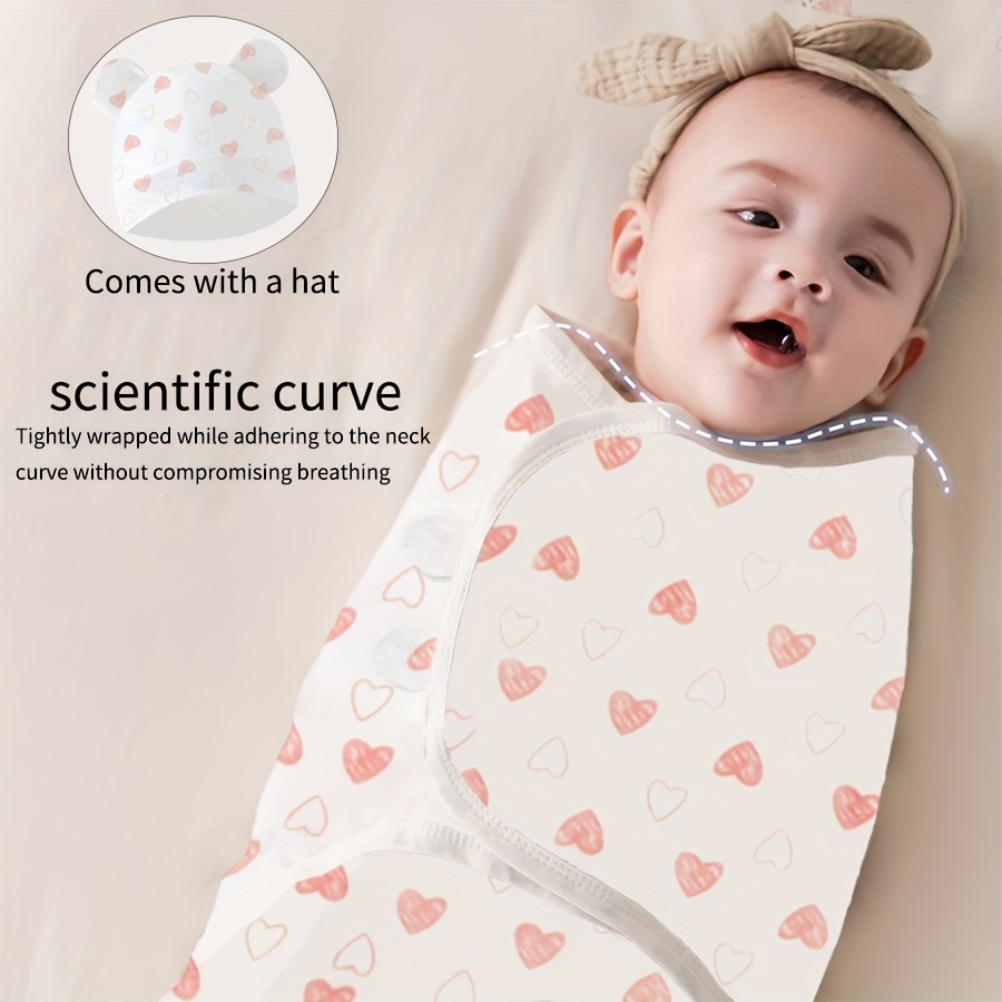 2pcs Baby Swaddle Set with Hat, Soft And Cute Baby Swaddle Blanket, Suitable for 0-6 Months, Easy Wrap Swaddle, Baby Wrap Blanket, Christmas, Halloween, Thanksgiving, Easter Gift