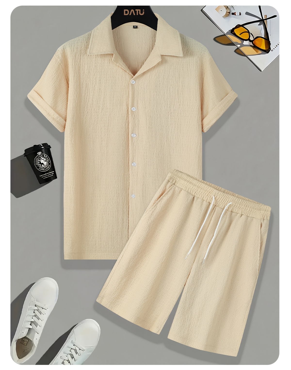 Men's Summer Casual Sportswear Set - High-Quality Shirts with Trendy Short Sleeves and Shorts 2pcs Set