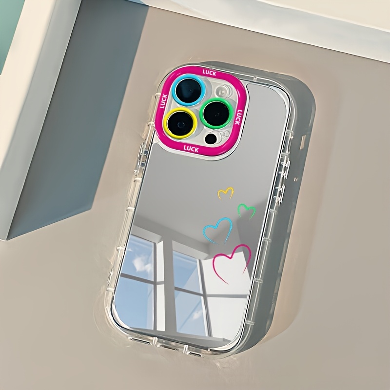 TEMU Phone Case - Line Heart Suitable For Iphone 18 Pro Max 17 16plus 15 14 13 12 11 Series Phone Cases, High-quality Luxury That Used As A Mirror,
