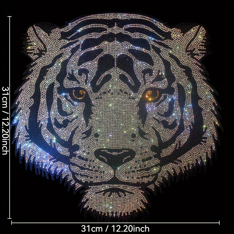 

Sparkling Tiger Head Diy Rhinestone Transfer Decal For T-shirts & Sweaters - No Power Needed, Craft Art