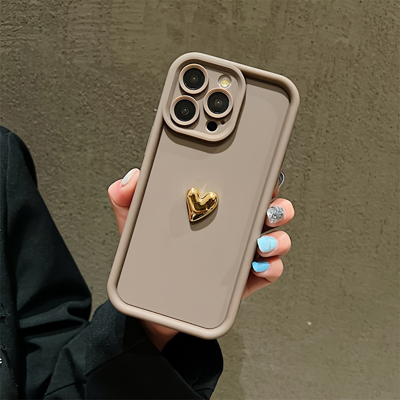 3D Golden Love Frosted Mobile Phone Case Suitable for Apple 16promax//16plus/16/16pro/15promax/15pro/15plus/15/14/14Plus/14Pro/14ProMax/13/13Pro/13ProMax/12/12Pro/12ProMax/11/11Pro/11Pro Max