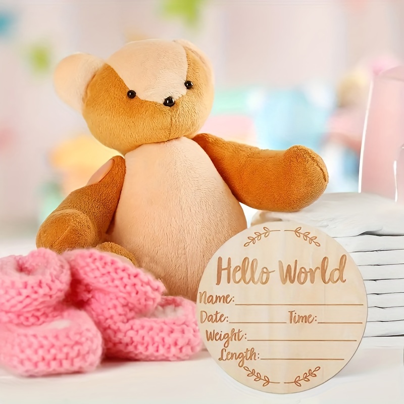 

Wooden "hello World" Birth Announcement Sign, 1pc 10cm, Baby Nursery Decor, Newborn Baptism Photo Prop Keepsake