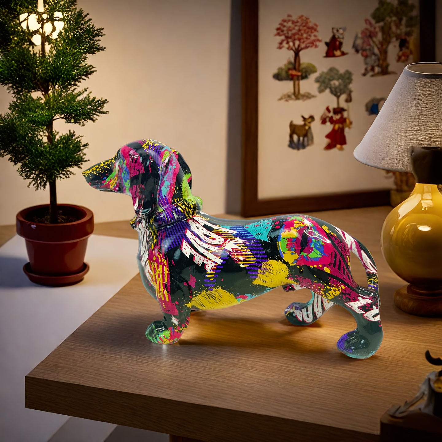 a   dachshund statue a cute and abstract decorative piece for the desktop suitable for placement   room coffee table bedroom nightstand office desk or hallway shelf and     as a holiday gift Product details 1