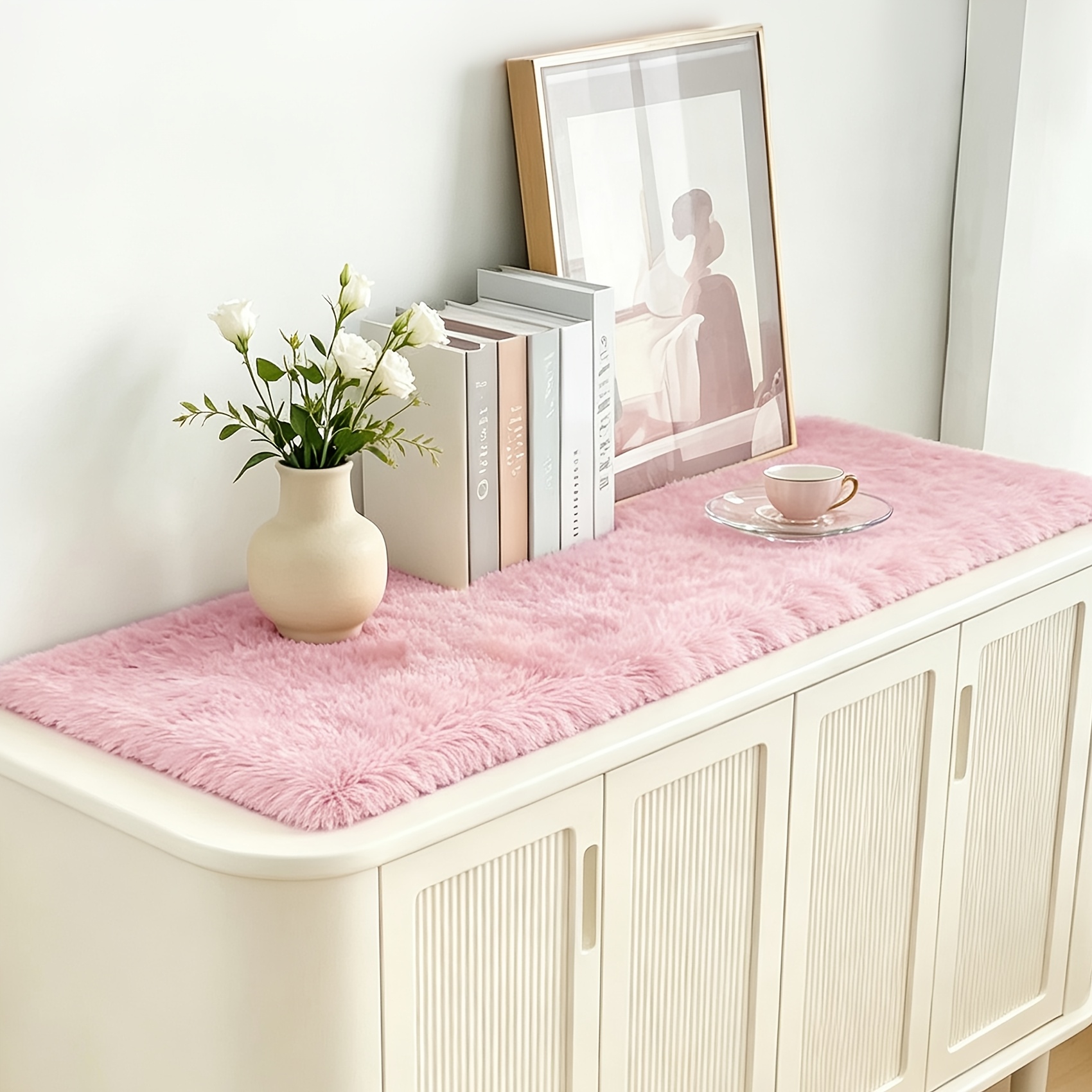 TEMU 1pc Small Size Tabletop Decorative Carpet, Modern Easy Plush Desktop Decoration Mat, Desk, Dressing Table, Coffee Table, Entrance Table