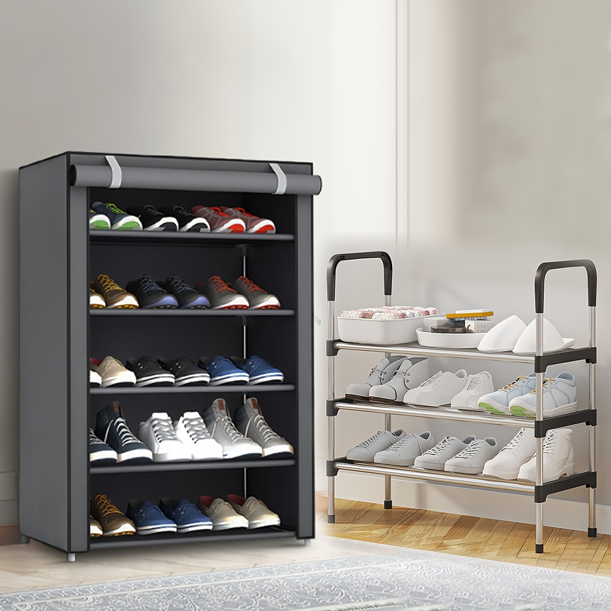 6/8/10/3 Tier Shoe Organizer Cabinet – Portable Shoe Storage Rack with Nonwoven Fabric Cover, Holds 27-35 Pairs, Space Saving Shelf for Entryway, Bedroom & Closet — Zaynora Luxury Marketplace