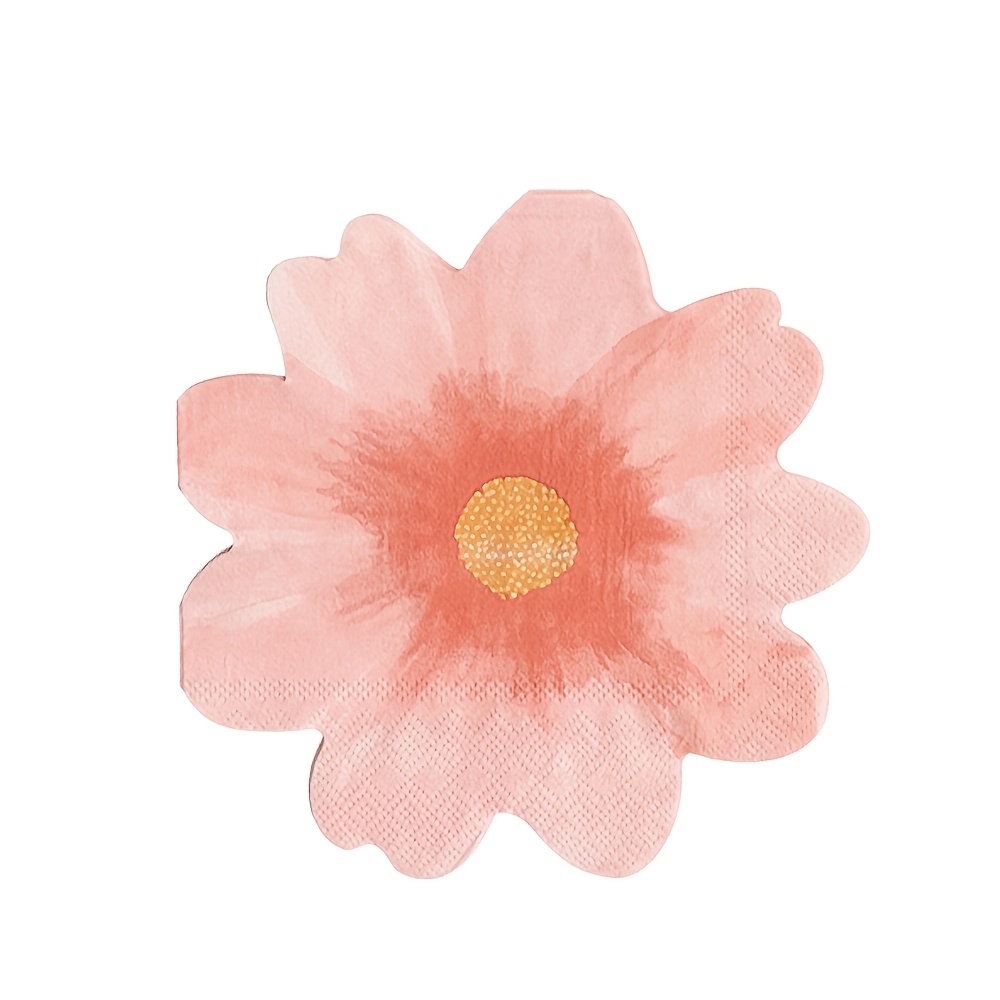 TEMU 16/48 Servilletas Florales Rosadas, Servilletas Desechables con Forma de Flor Rosa, Servilletas con Forma Floral, Uso en Manteles para Almuerzo,