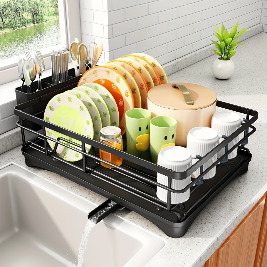 extra large dish drying rack cutlery holder auto draining Temu