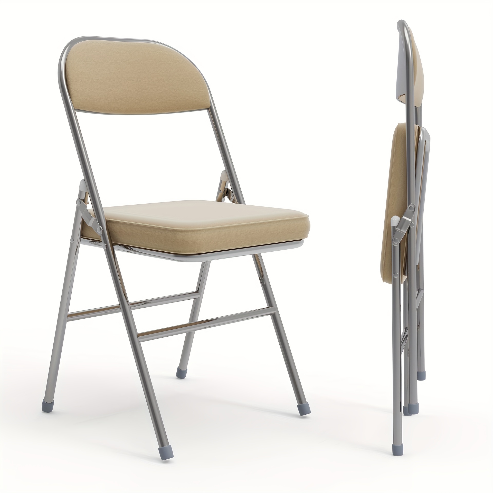TEMU Lot de 2 chaises empilables de bureau Bread, chaise pliante confortable en cuir pour cuisine, chaise de visite avec coussin épais, chaises de