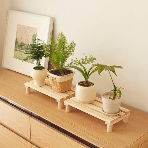 2pcs solid wood plant stand desktop plant small stand balcony bay window succulent pot stand simple wooden storage rack