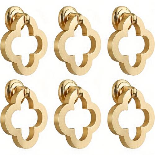 6pcs cabinet knobs 2 17 alloy brushed drawer pulls with installation hardware anti metal dresser handles for kitchen bedroom bathroom furniture elegant design kitchen cabinet handles elegant metallic durable alloy clover decor