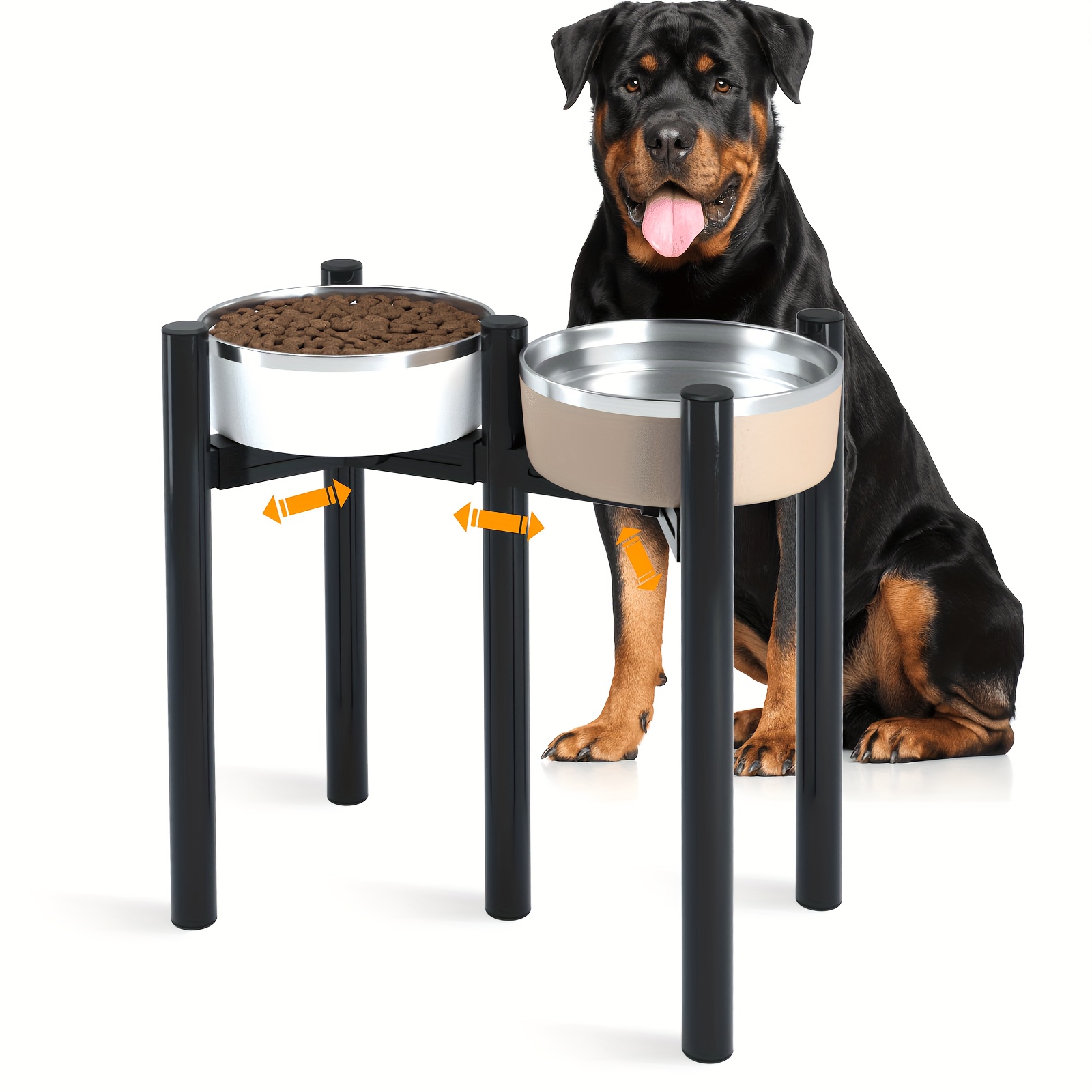 

Adjustable 2-in-1 Elevated Dog Bowl Stand - Sturdy Metal, Fits 7.6" Bowls, Ideal For Extra Large Dogs, Promotes & Reduces Neck (bowls Not Included)