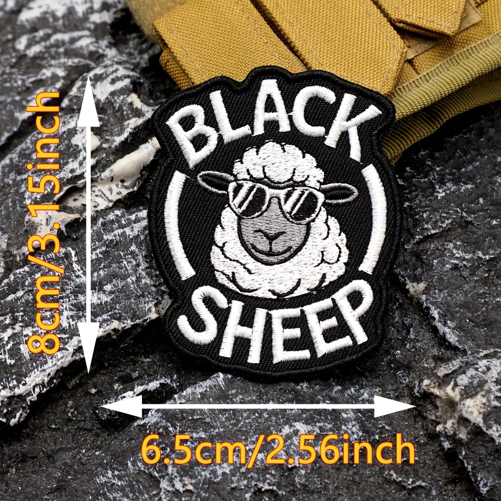 TEMU 1 pz di Retro Cartoon BLACK SHEEP Chiusura Occhiali Cool Capitolo Morale Patch in Tessuto Braccialetto, Braccialetto con Distintivo di Chiusura,