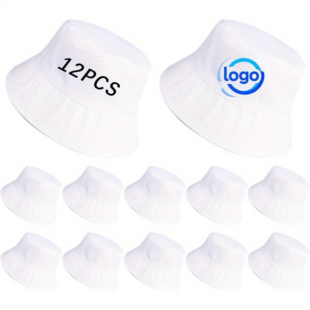 TEMU A Set Of 12 White Bucket Hats, Perfect For Tie-dye And Sublimation Printing. Reversible Hats Are Unisex, Making Them An For Summer Beach And