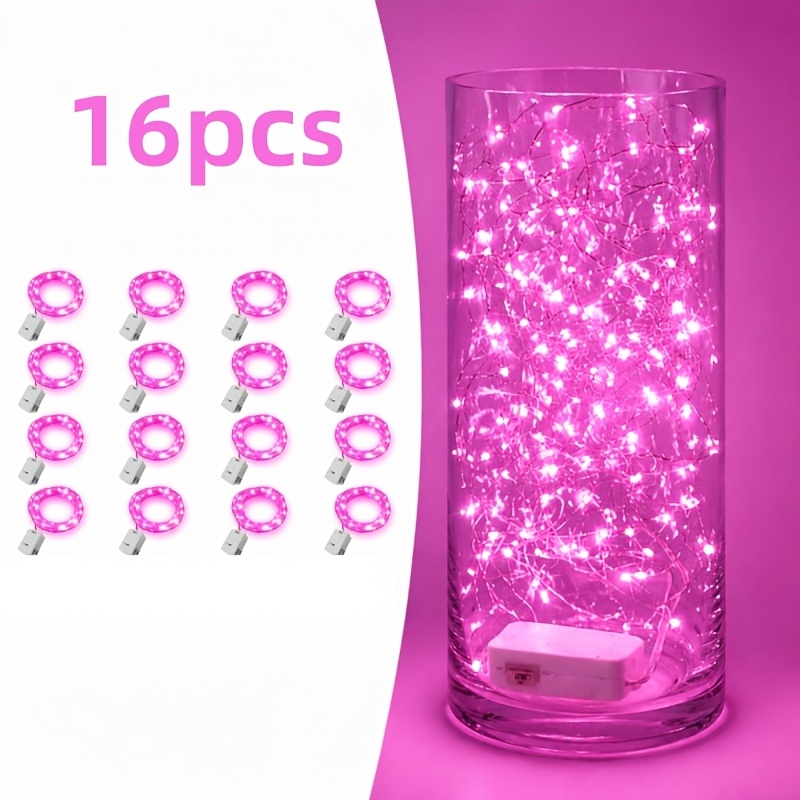 TEMU 16pcs Fairy Tale Lamp Battery Operated String Lights - 7.2ft 20leds Mini Lights With Silvery Wire Firefly Starlight For Bedroom, Ideal For