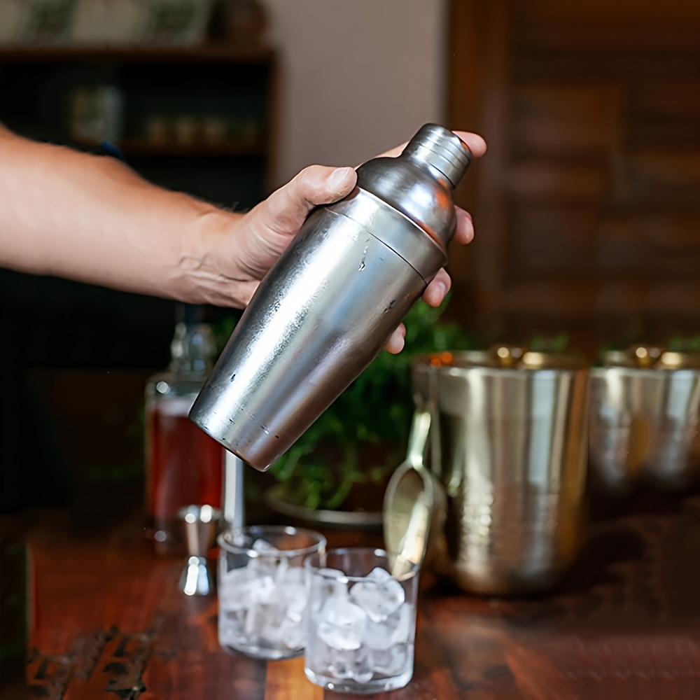 juego de 6 piezas de licuadora de cocteles profesional de acero inoxidable con soporte - kit completo de bartender que   tazas de medición, cuchara de mezclador, vertedores y más para bares y restaurantes en casa, estante de almacenamiento desmontable,   de hielo, mezclador de bebidas, esenciales de fiesta, juego de herramientas portátiles para bares