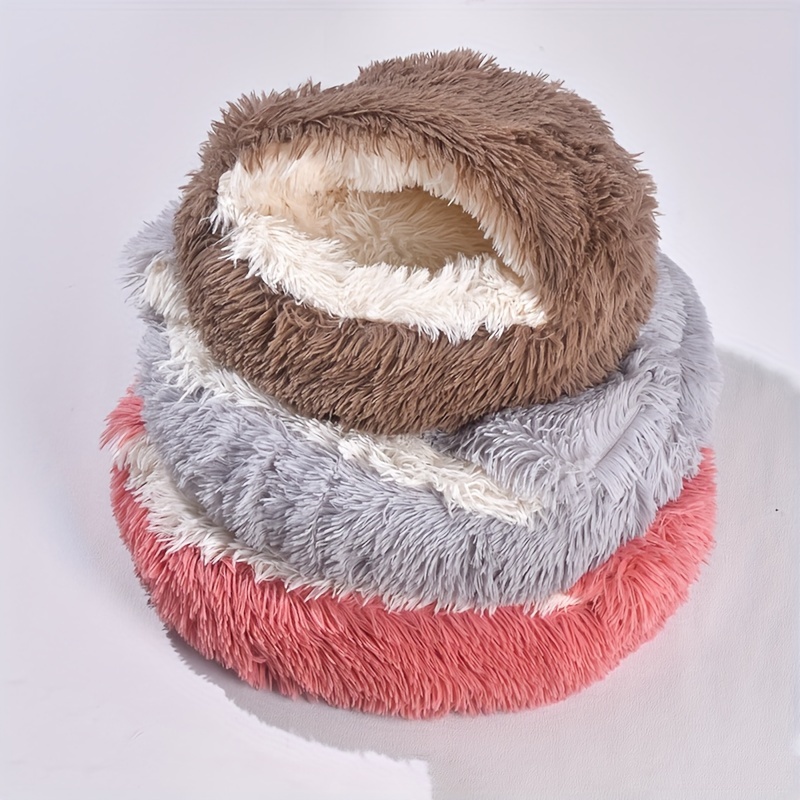 

Chinchilla Winter Shell Bed Half-enclosed Style, Pet House Cozy Long Plush For Small Animals