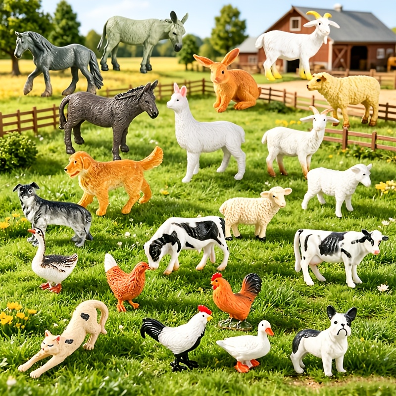 21pcs Mini Farm Animal Model Set