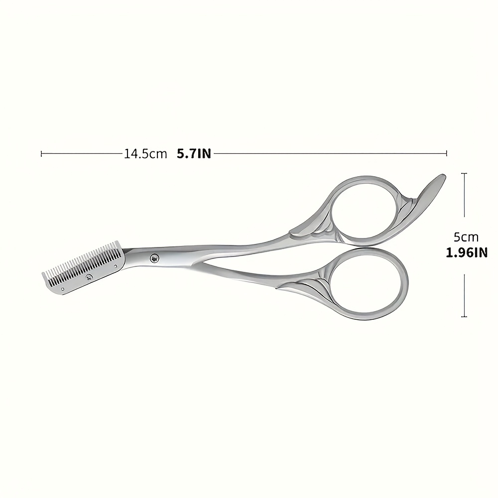 Professional Stainless Steel Eyebrow Trimmer Scissors - Ambidextrous Precision Grooming Tool, Hypoallergenic Blades for Sensitive Light Beige, Ergonomic Design for Right/Left Hand Use, Unisex Beauty Tool | Sleek Metallic Finish | Polished Finish