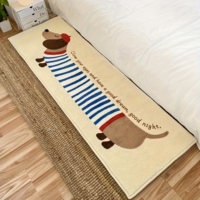 

Cartoon Bedroom Mat - Cozy Polyester, Machine Washable, Long Strip Mat With "" Motif For Girls' Room, Perfect As A Floating Window Cushion Or Sofa Pad