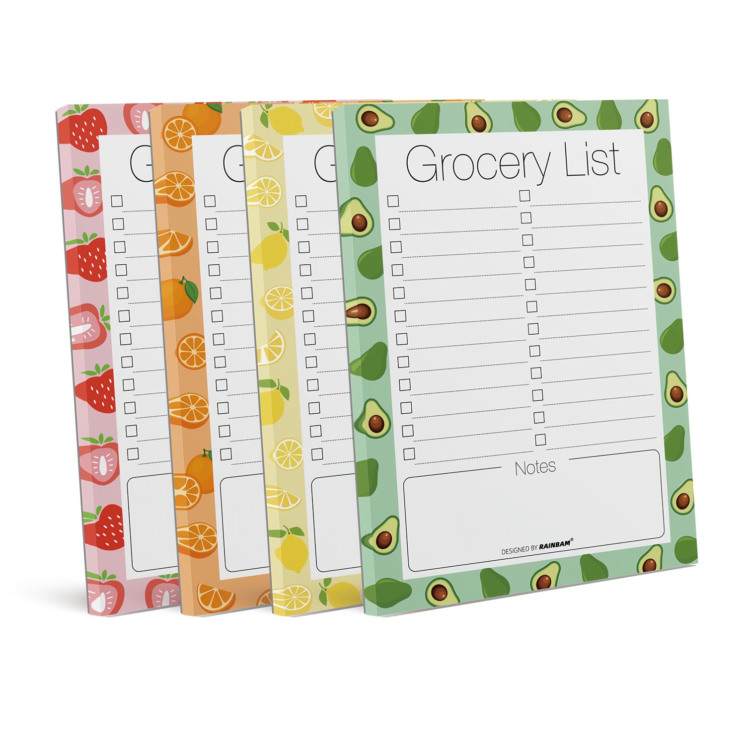 Image of Random 1/4 Pack Fruit Magnetic Notepads For Fridge - Shopping, List, Reminders, Grocery List Pads -strong Magnetic Back, Weekly Planning Food Organizer/ Tear-off Notepad Hanging Checklist For Fridge