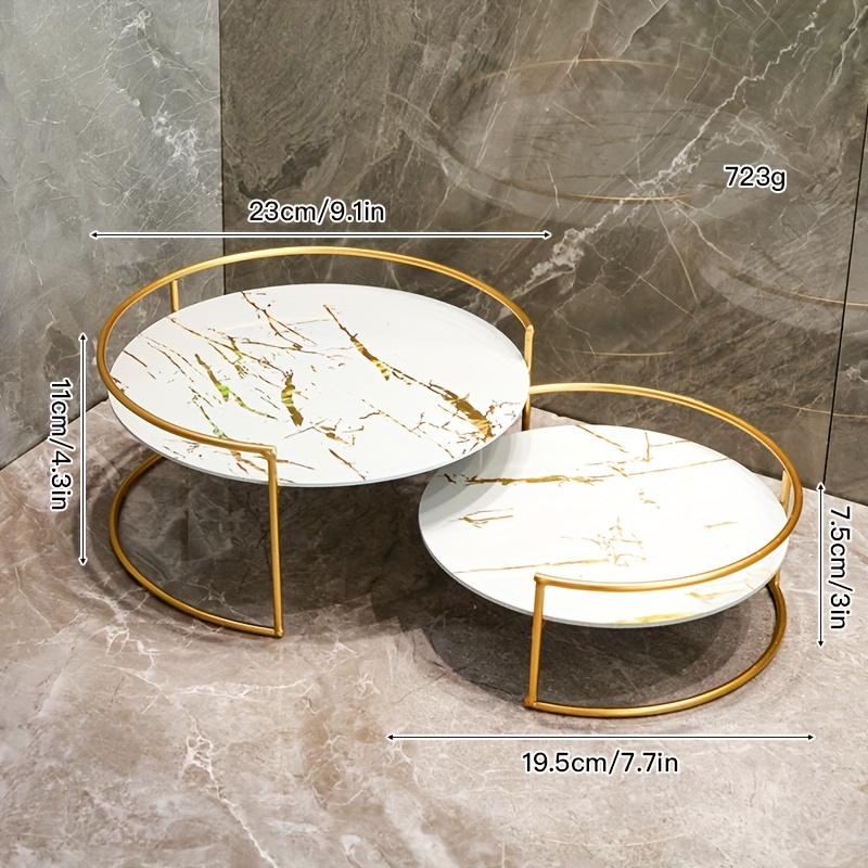 2pcs Bathroom Tray, Large + Small Combination Model, Uv Base Plate, Metal Frame, Suitable For Bathroom Countertops, Bedrooms, Offices, Dormitories, Desktop Storage Racks