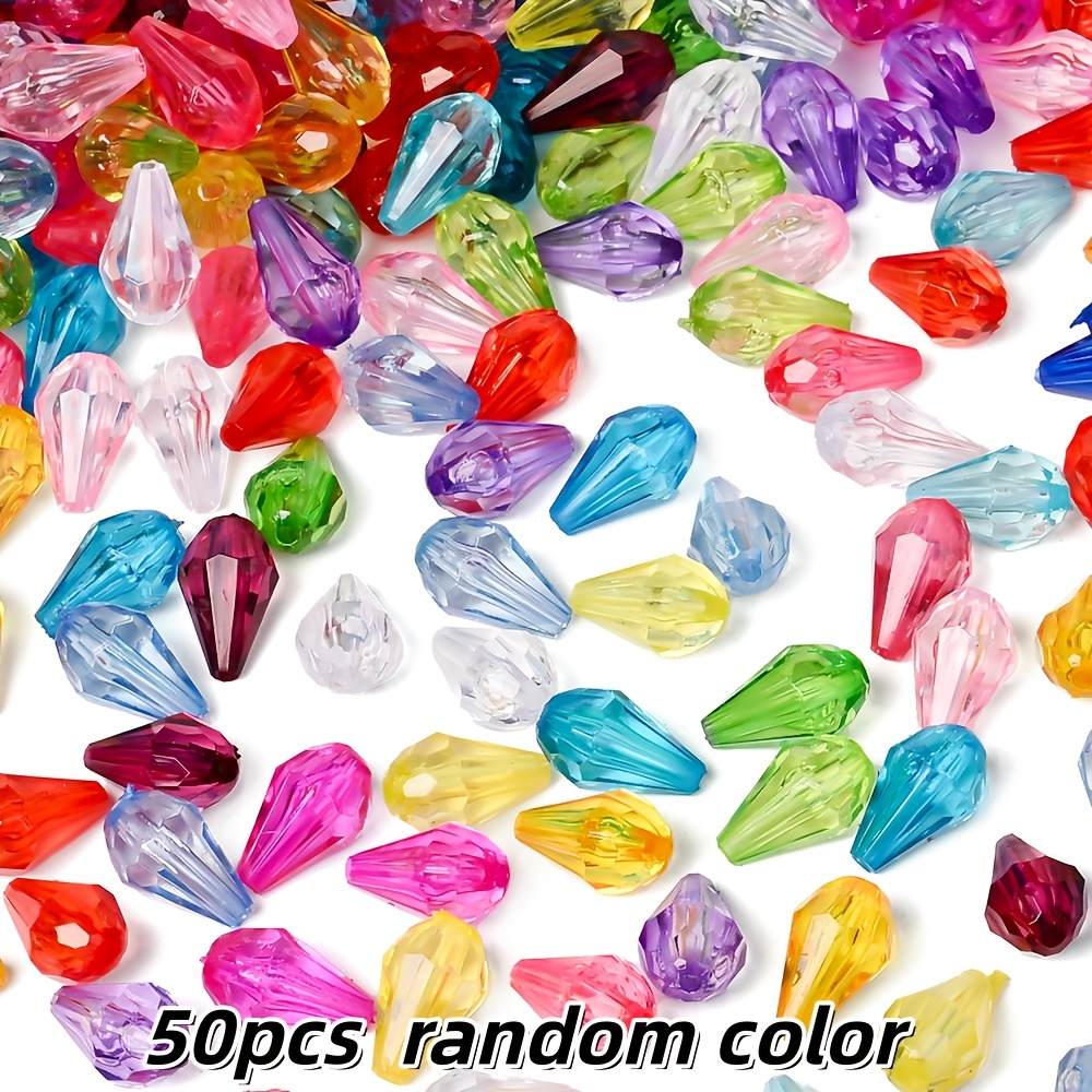 Image of 50pcs 13x8mm Random Drop Acrylic Beads Loose Spacer Beads For Making Bracelet Beads Jewelry