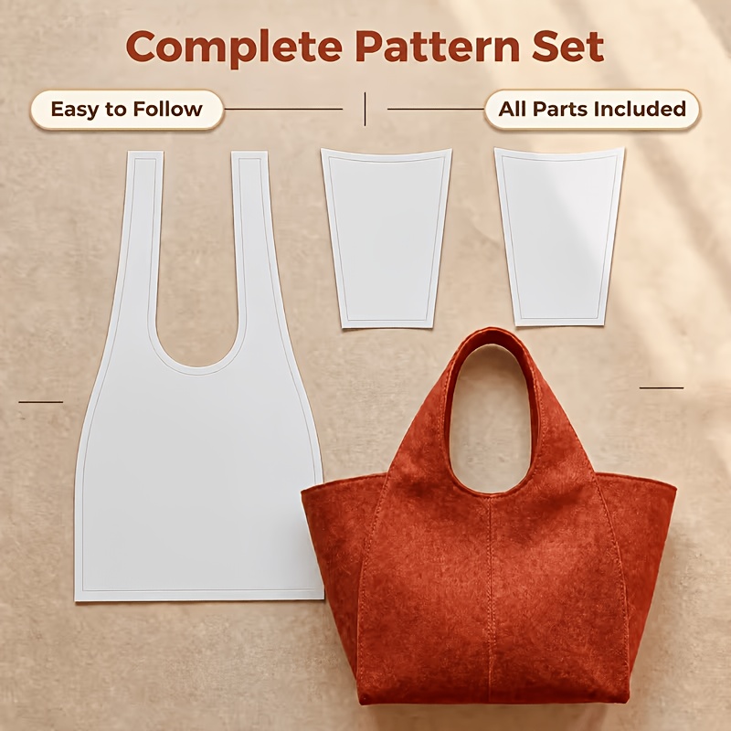 TEMU 3pcs Set Of Transparent Pet Sewing Rulers And Handbag Making Templates, Suitable For Bag Making, Quilting, Diy Projects, With Marked Cutting