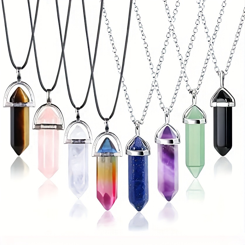Natural Stone Pendant Set of 8 Polished Rolling Stone Chains