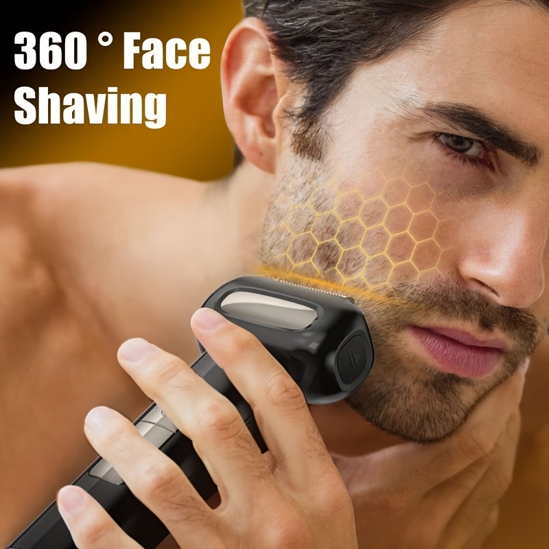 professional mens electric shaver 3d floating four blade head reciprocating electric shaver ipx6 full body led     alloy   end shaving   perfect gift for boyfriend dad fathers day gift 2