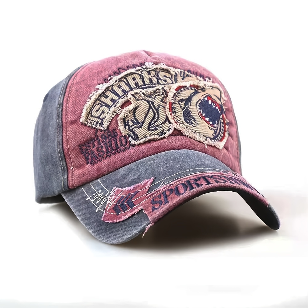 TEMU Casquette de baseball style hip-hop vintage américain, chapeau bec de canard décontracté , casquette à visière incurvée pour sports de avec
