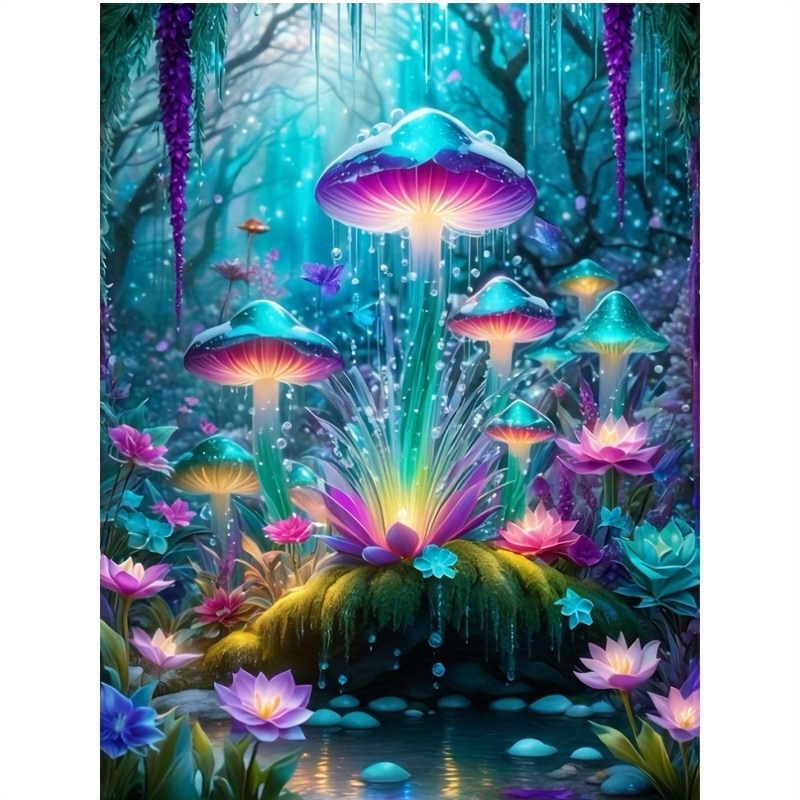 

Forest Mushrooms Diamond Painting Kit 30x40cm, 5d Full Drill Acrylic Diy Mosaic Art Craft, Spring Graduation Handmade Gift, Wall Decor