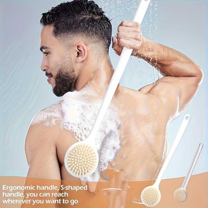 1  silicone bath brush with long handle non     for back shower body cleansing durable scrub head     clean areas ideal for adults seniors bathroom   senior bathing aid ergonomic bath brush senior bathing aid sleek   durable scrub head Product details 0