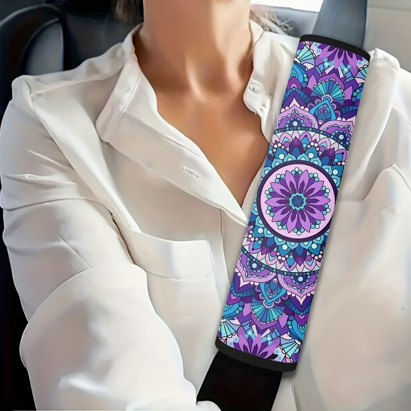 

1pc Purple Mandala Flower Seatbelt Shoulder Strap Cover For Adults, Soft And Comfortable Seat Belt Covers Shoulder Belt Pad Protect You Neck From The Seatbelt Rubbing Universal Fit