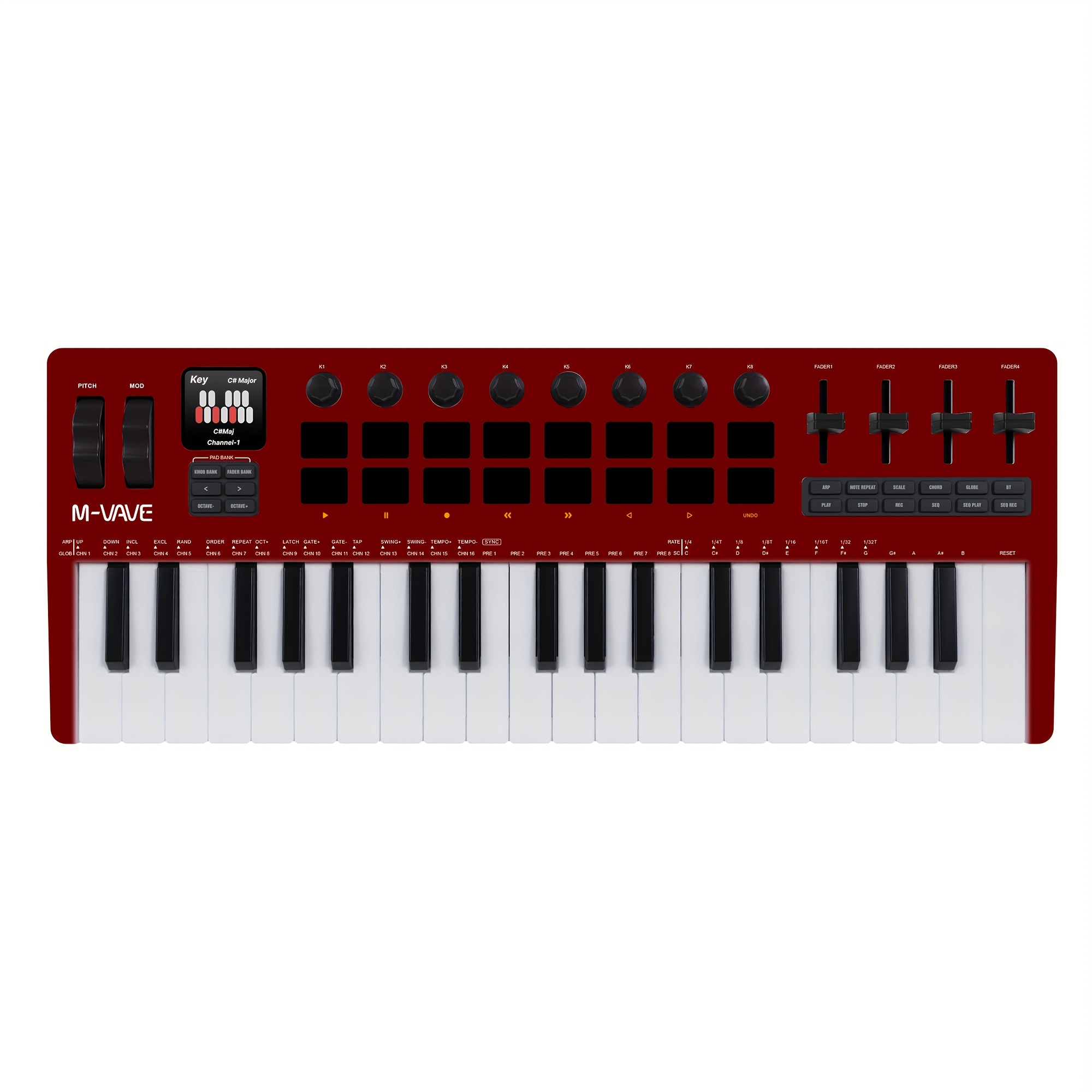 m smk 37 pro 37 key midi keyboard 16 rgb pads 8 knobs - Temu