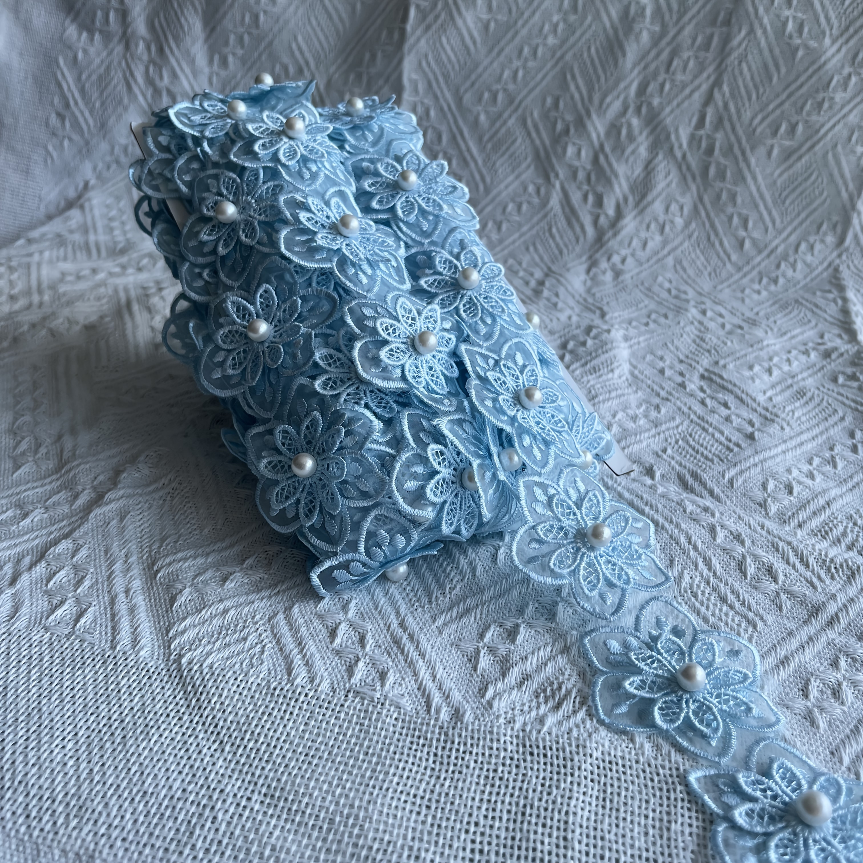 TEMU Double-layered Beaded Floral Lace Trim, Skirt Hem, Collar, Cuffs Diy , Clothing Decoration Embroidery