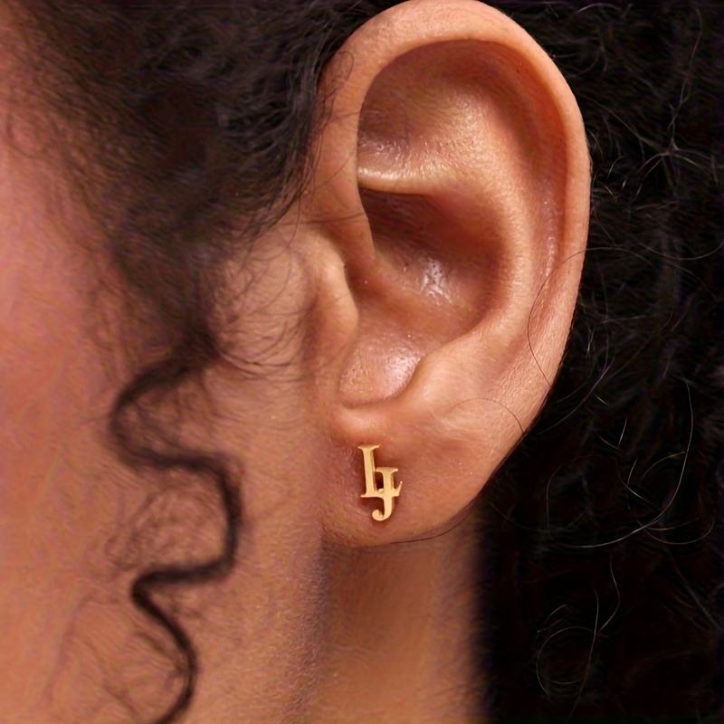 TEMU Customized Letter Earrings Made Of Stainless Steel, Featuring Letter Combinations, Mini Letter Jewelry, Perfect For Christmas Gifts