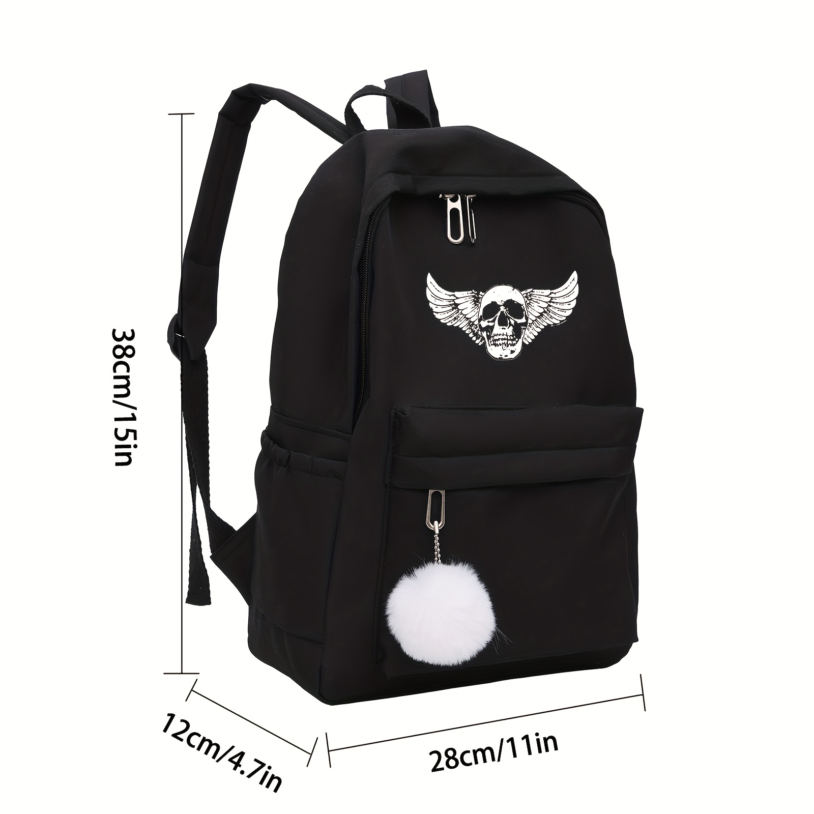 mochila nailon negra diseño calavera elegante Temu Mexico