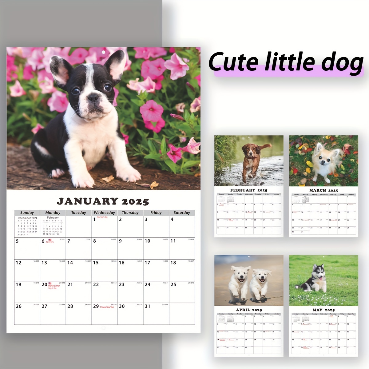 

2025 Puppy-themed Wall Calendar - Use